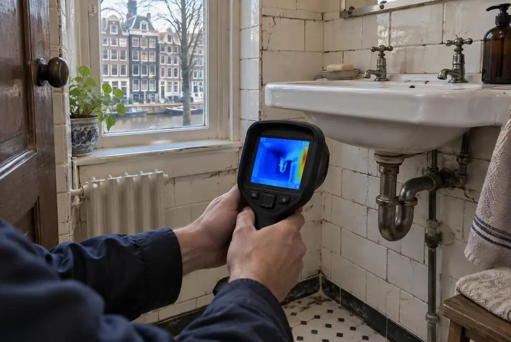 Lekdetectie Sassenheim – badkamer met oude leidingen achter de tegels