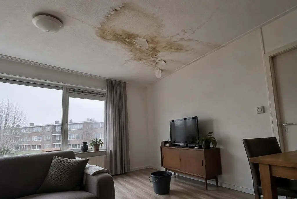 Lekdetectie Sassenheim – vochtplek op het plafond onder een badkamer